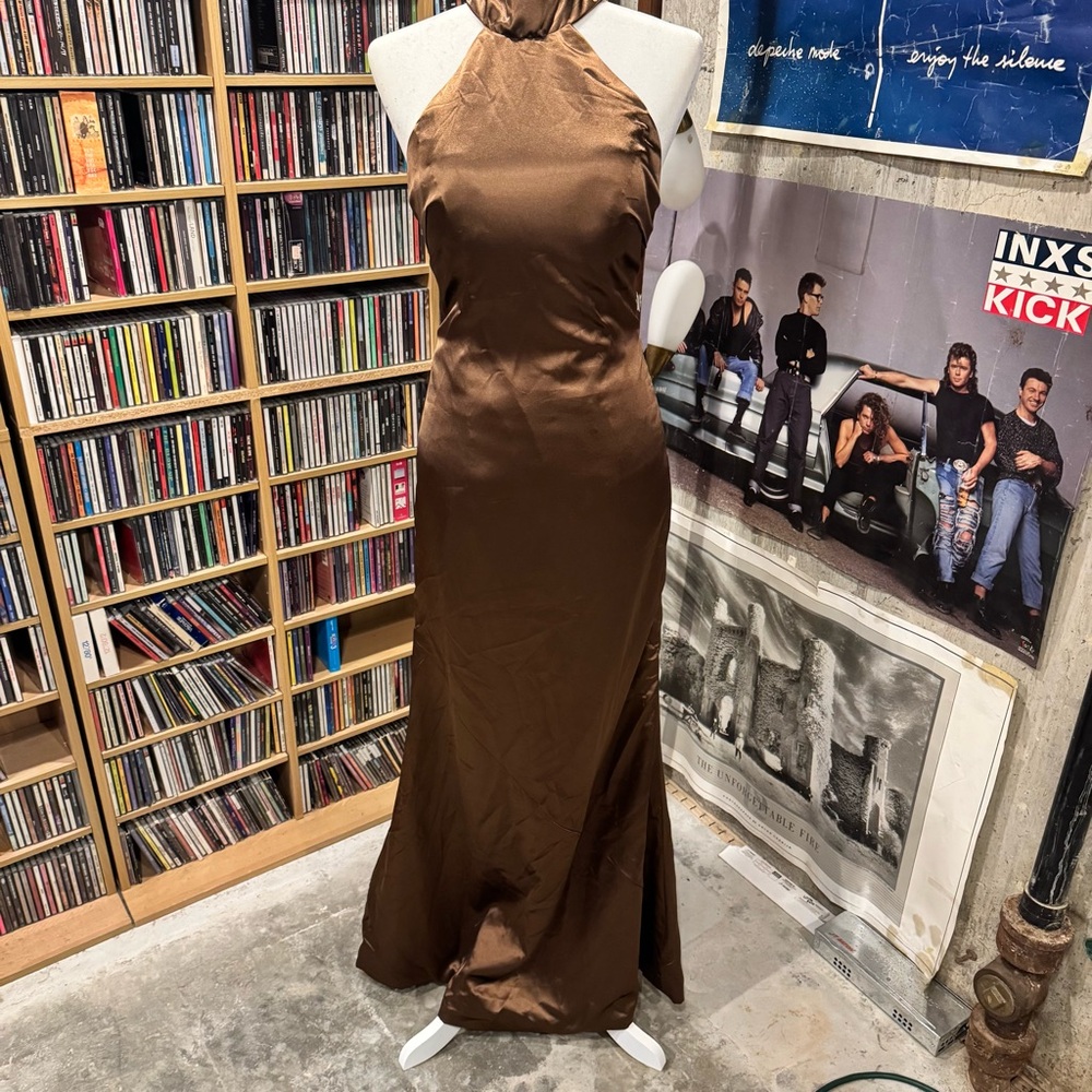 Elegant Brown Halter Formal Dress - NWOT size 4